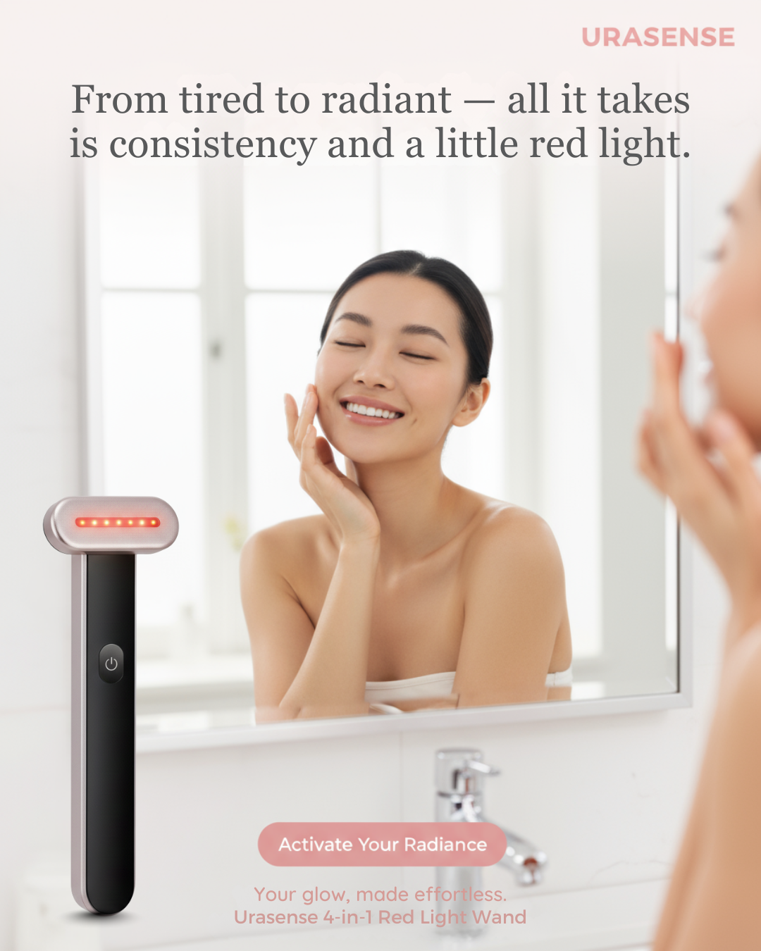 Urasense Collagen Boosting Red Light Therapy Wand with 7-Color Light Functions