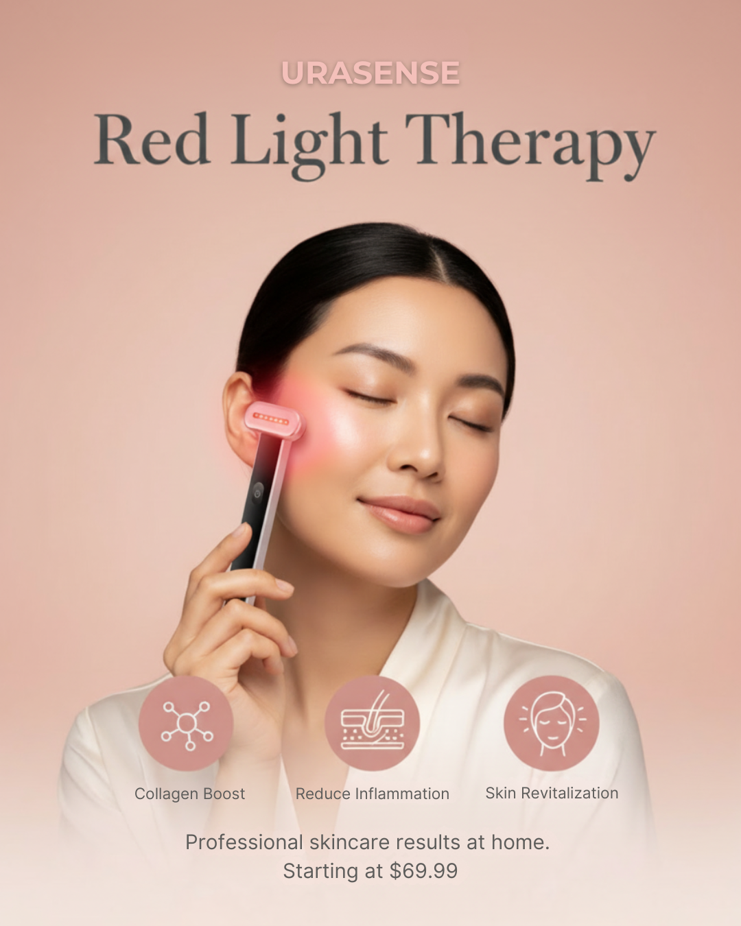 Urasense Collagen Boosting Red Light Therapy Wand with 7-Color Light Functions
